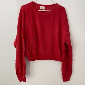 cropped red sweatshirt